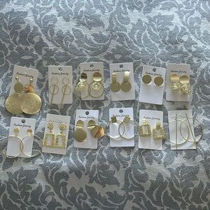 Never worn 12 pairs gold fashion earrings!